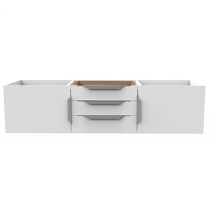 Alpine 60&quot Wood Floating Vanity Base in White with Chrome Handles