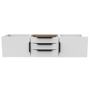 Alpine 60&quot Wood Floating Vanity Base in White with Black Handles