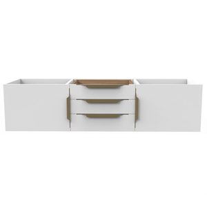 Alpine 60&quot Wood Floating Vanity Base in White with Gold Handles