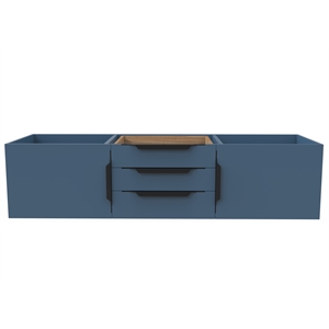 Alpine 60&quot Wood Floating Vanity Base in Blue with Black Handles