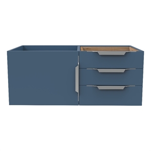 Alpine 35&quot Blue Wood Floating Vanity Base/Brushed Nickel Handles