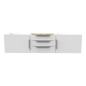 Alpine 60&quot White Wood Floating Vanity Base/Brushed Nickel Handles