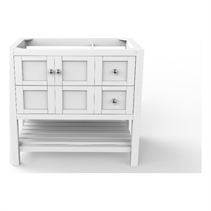 Modern 36&quot Alicia White Wood Vanity Base with Chrome Handles