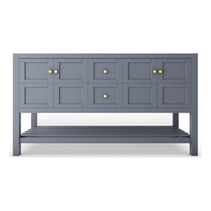 Modern 60 Alicia Gray Wood Vanity Base with Gold Handles