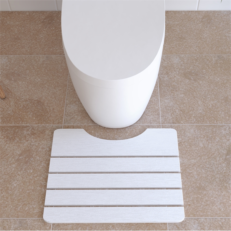 Modern Diatomite Stone Toilet Contour Mat in White
