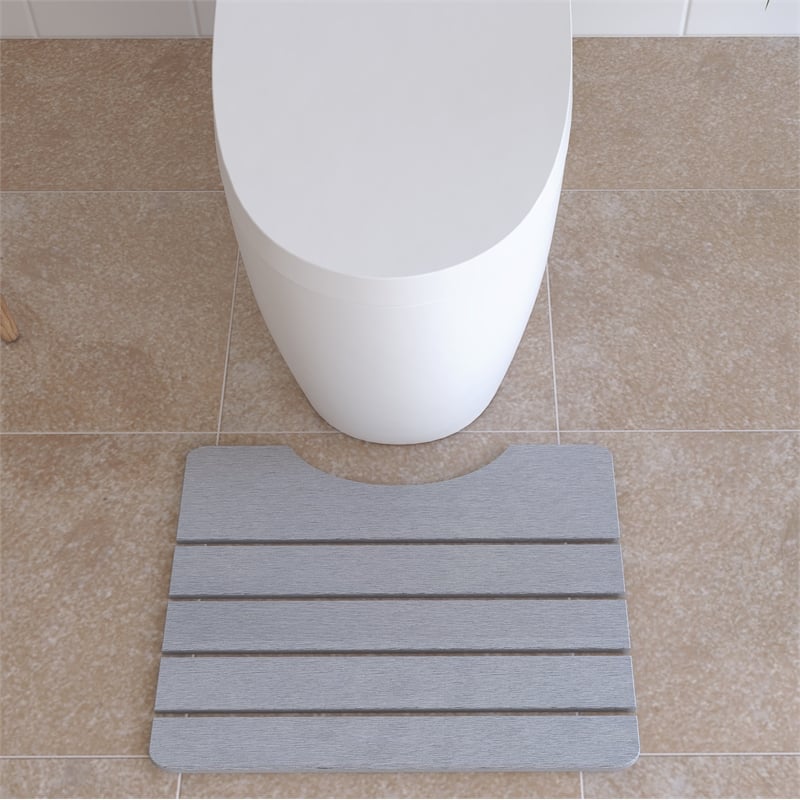 Modern Diatomite Stone Toilet Contour Mat in Gray