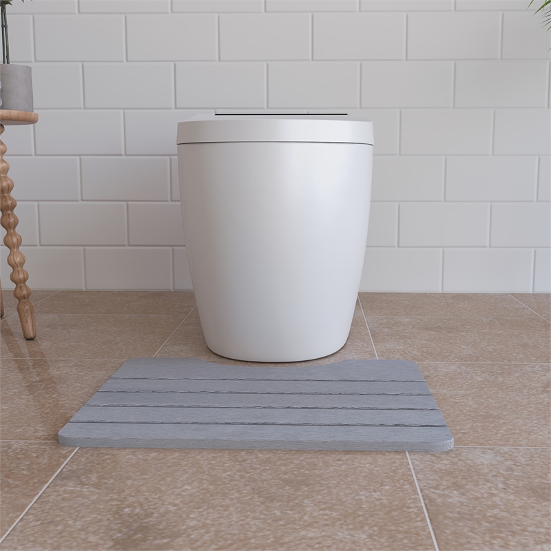 Modern Diatomite Stone Toilet Contour Mat in Gray