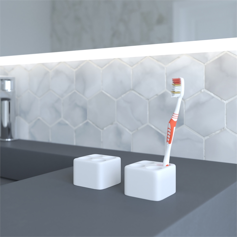 Modern Quick Dry Absorbent Diatomite Stone Bathroom Toothbrush Holder in White