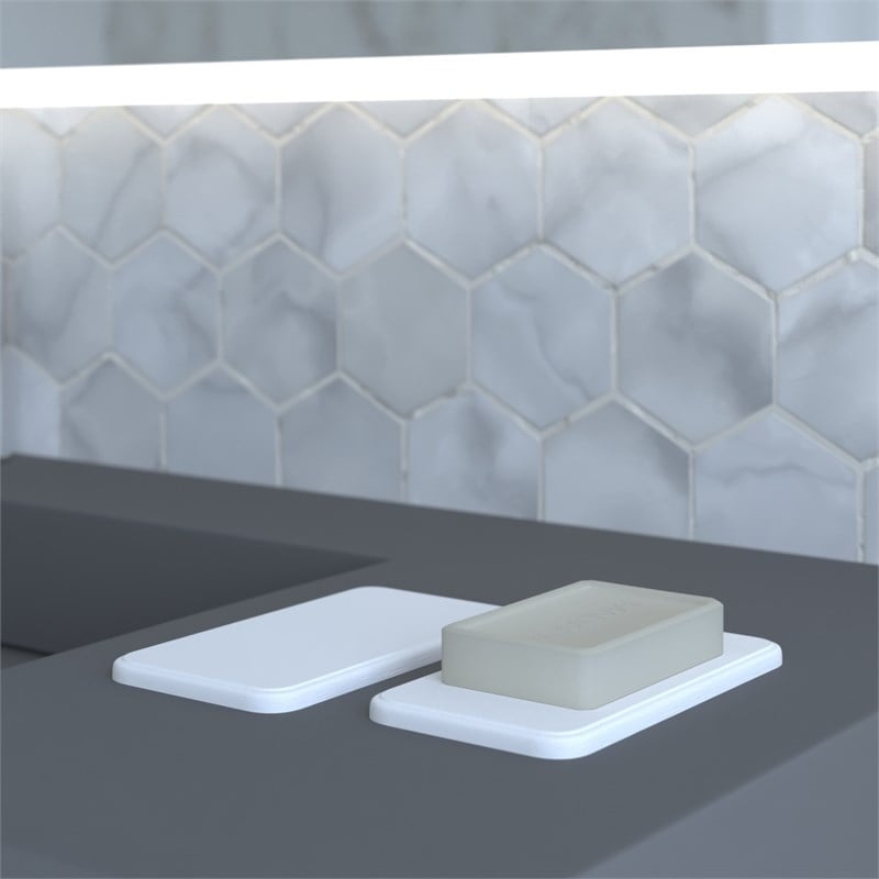 Modern Quick Dry Absorbent Bathroom Diatomite Stone Soap Dish in White