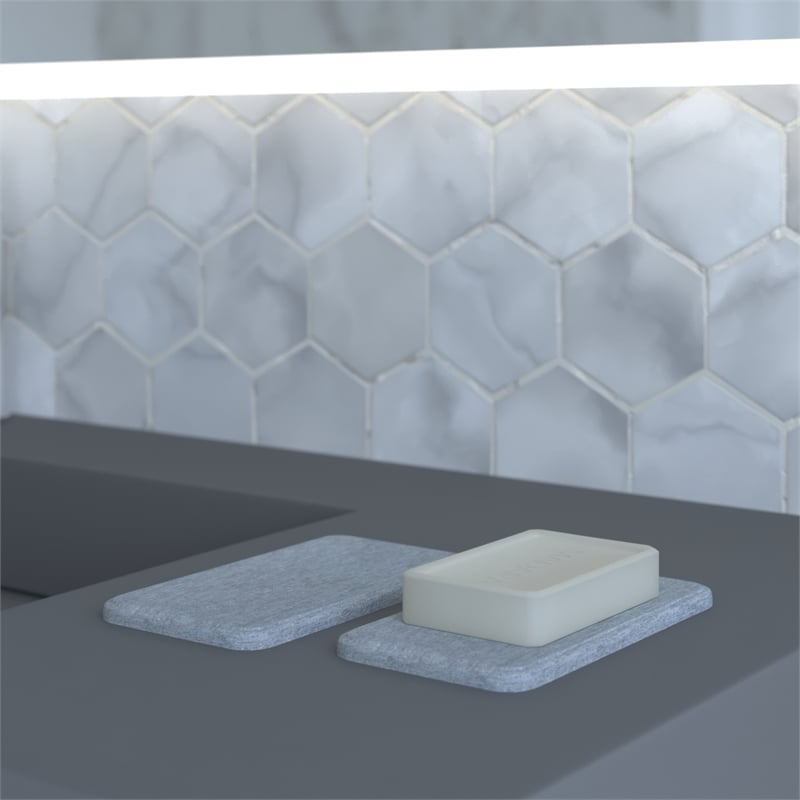 Modern Quick Dry Absorbent Bathroom Diatomite Stone Soap Dish in Gray