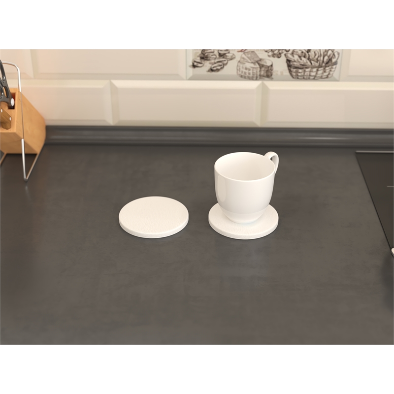 Castello USA Inc Absorbent Round Diatomite Stone Coaster in White (Set of 4)