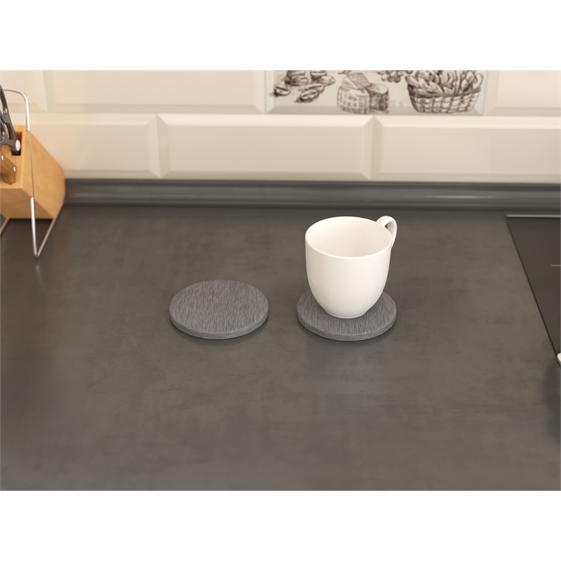 Castello USA Inc Absorbent Round Diatomite Stone Coaster in Gray (Set of 4)