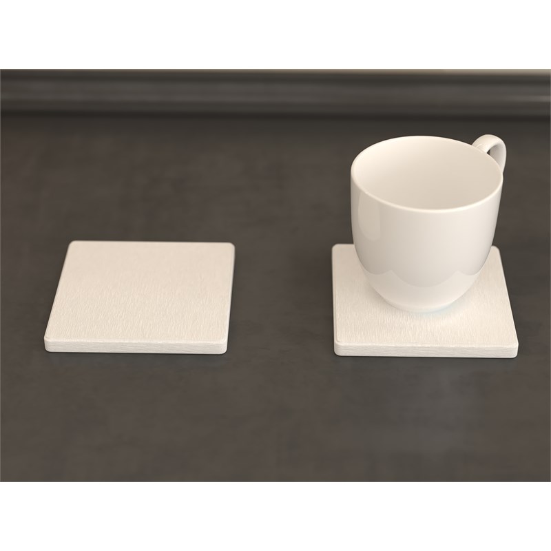 Modern Kitchen Absorbent Square Diatomite Stone Coaster in White (Set of 4)