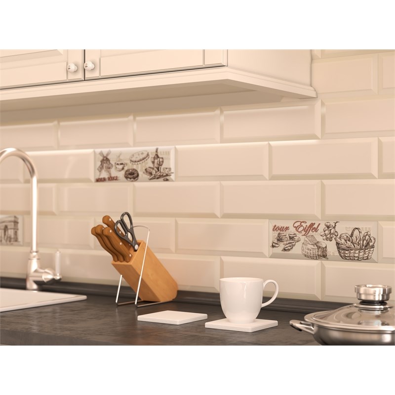 Modern Kitchen Absorbent Square Diatomite Stone Coaster in White (Set of 4)