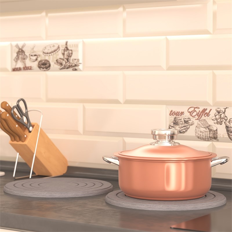 Modern Kitchen Anti-Slip Diatomite Stone Trivet in Gray (Set of 2)