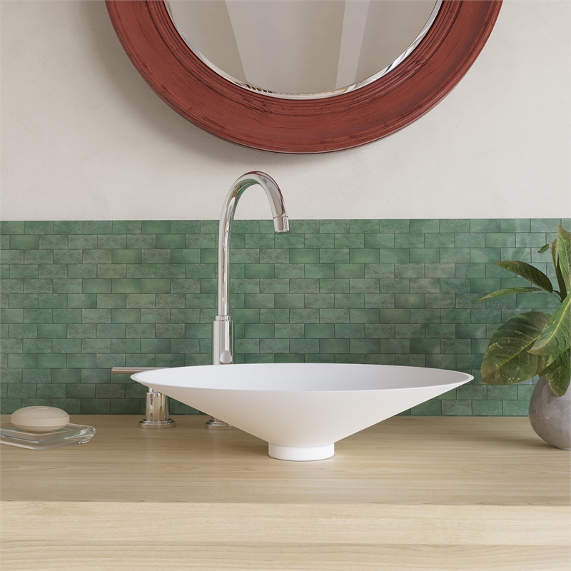 Mahdi Circular Solid Surface Stone Bathroom Sink in White