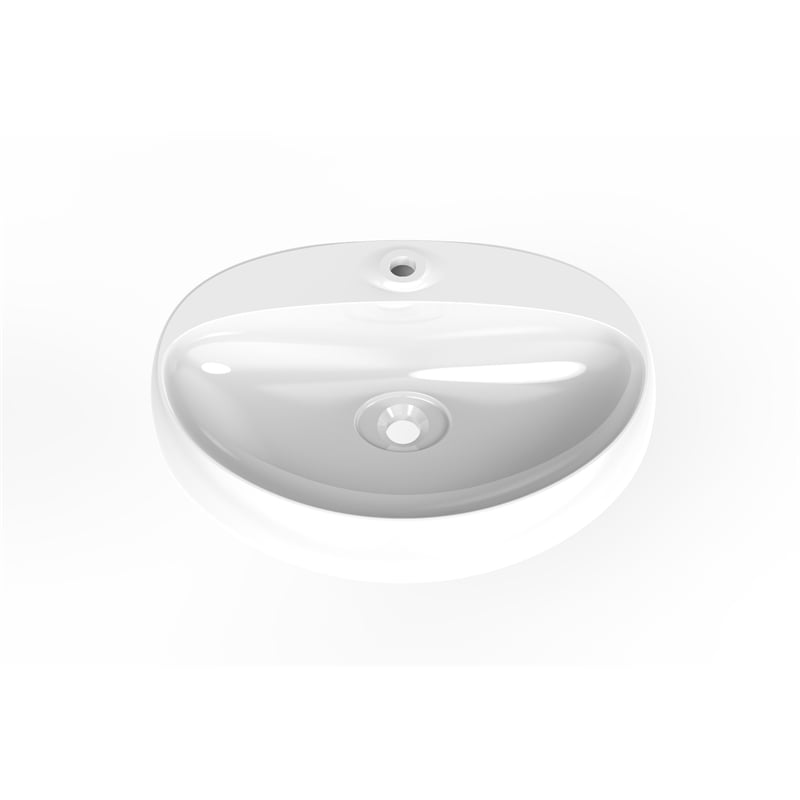 Rosaria Oval Ceramic Wall Mount Bathroom Sink in Glossy White