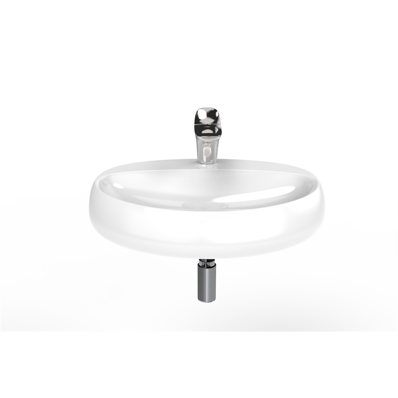 Rosaria Oval Ceramic Wall Mount Bathroom Sink in Glossy White
