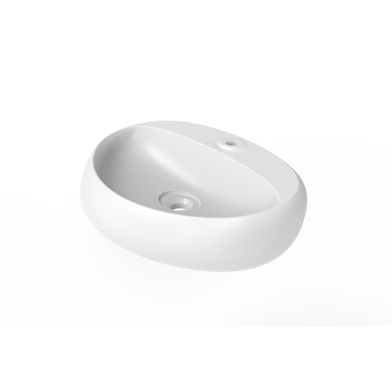 Rosaria Oval Ceramic Wall Mount Bathroom Sink in Matte White