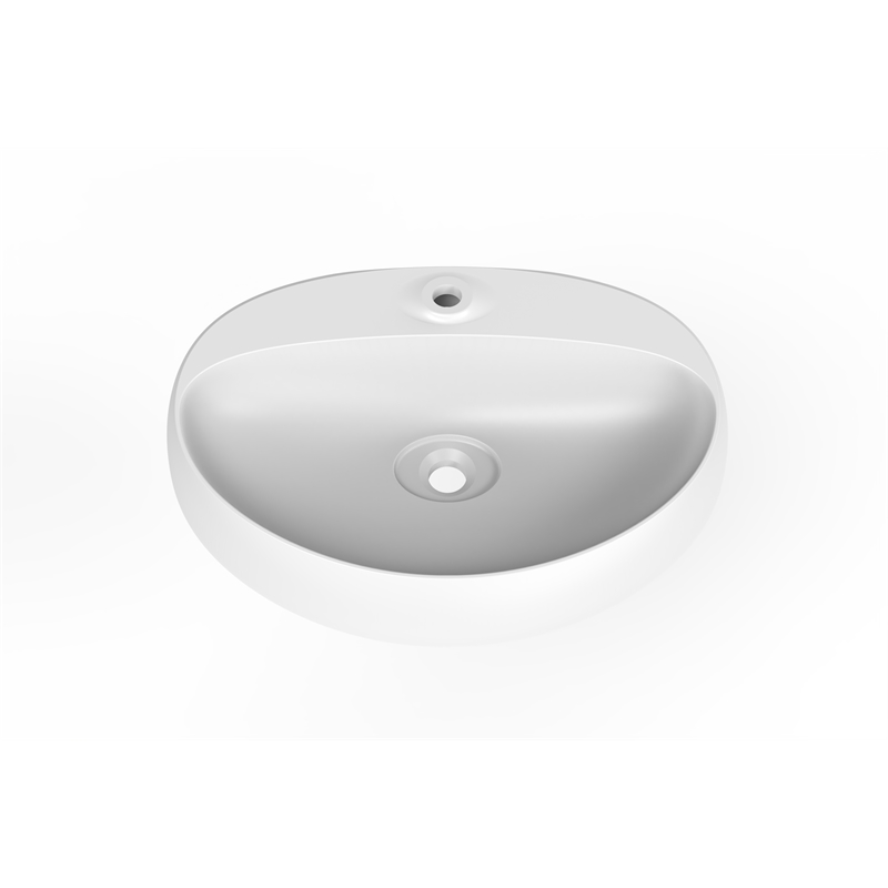 Rosaria Oval Ceramic Wall Mount Bathroom Sink in Matte White