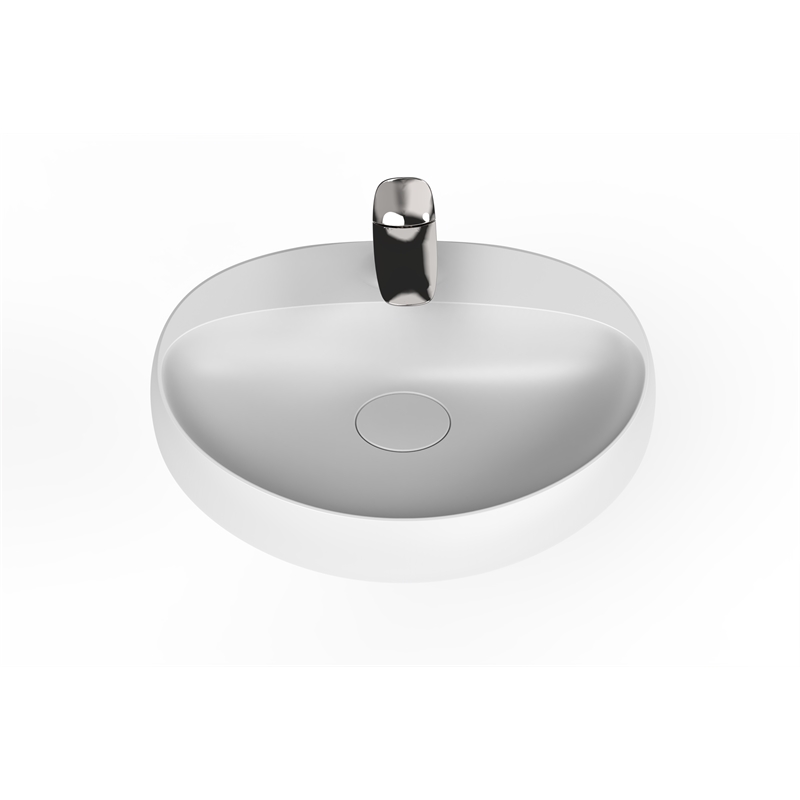 Rosaria Oval Ceramic Wall Mount Bathroom Sink in Matte White
