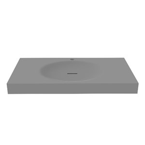 36&quot Solid Surface Stone Wall Mount Shallow Bsain Bathroom Sink - Gray