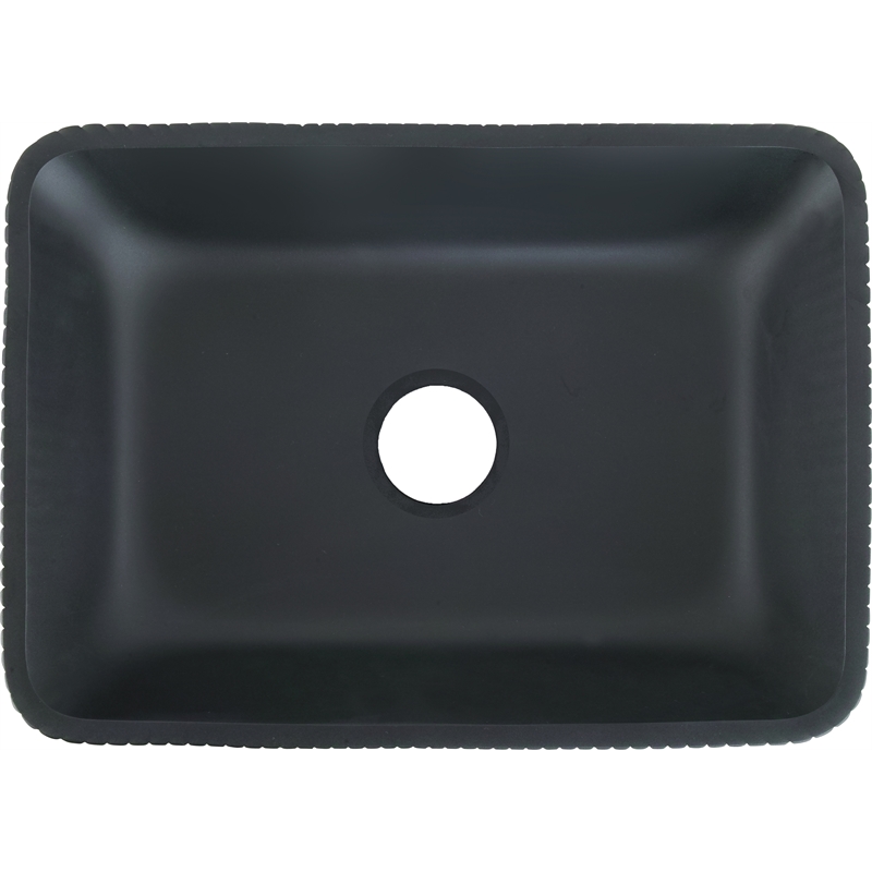 Arete Rectangular Tempered Glass Vessel Bathroom Sink in Black