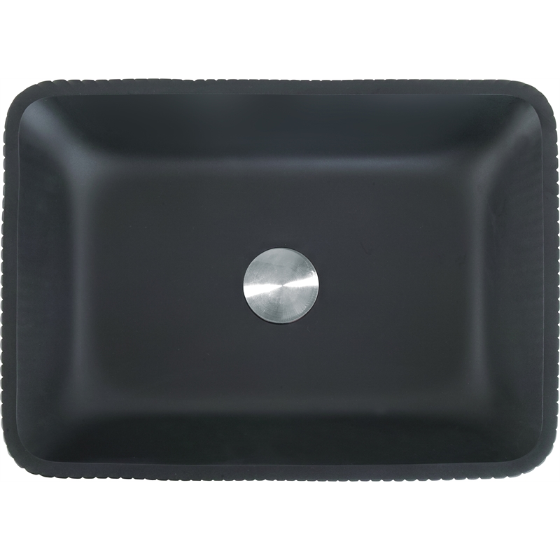 Arete Rectangular Tempered Glass Vessel Bathroom Sink in Black