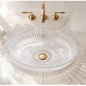 Lucine 21&quot Tempered Glass Oval Bathroom Vessel Sink - Clear
