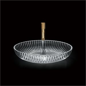 Lucine 21&quot Tempered Glass Oval Bathroom Vessel Sink - Clear