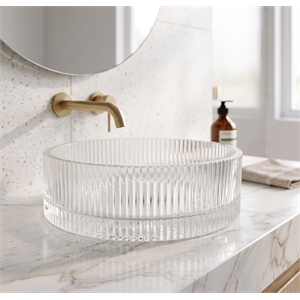 Cowrie 16&quot Tempered Glass Circular Vessel Bathroom Sink - Clear
