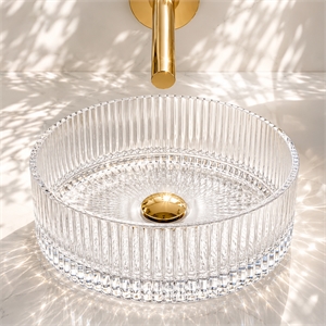 Cowrie 16&quot Tempered Glass Circular Vessel Bathroom Sink - Clear