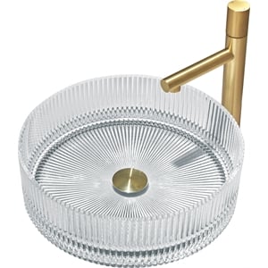 Cowrie 16&quot Tempered Glass Circular Vessel Bathroom Sink - Clear