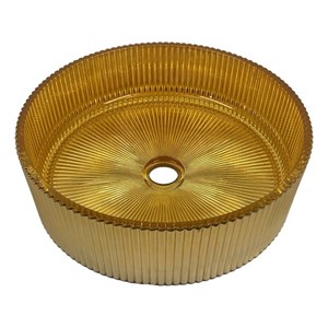 Cowrie 16&quot Circular Tempered Glass Vessel Bathroom Sink in Gold