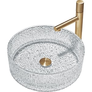 Stadium 16&quot Clear Tempered Glass Circular Bathroom Vessel Sink
