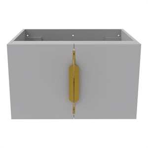 Alpine 24&quot Wood Floating Vanity Base in Gray with Gold Handles