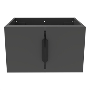 Alpine 24&quot Wood Floating Vanity Base in Black with Black Handles