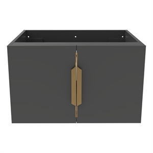 Alpine 24&quot Wood Floating Vanity Base in Black with Gold Handles