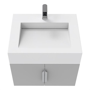 Nile 24&quot Gray Wood Floating Vanity with White Top and Chrome Trim