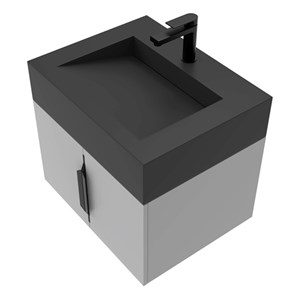 Nile 24&quot Gray Wood Floating Vanity with Black Top and Black Trim