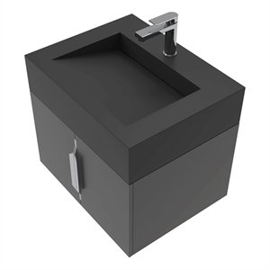 Nile 24&quot Black Wood Floating Vanity with Black Top and Brushed Nickel Trim