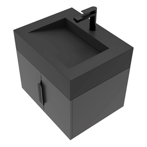 Nile 24&quot Black Wood Floating Vanity with Black Top and Black Trim