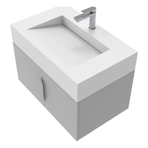 Nile 30&quot Gray Wood Floating Vanity with White Top and Chrome Trim