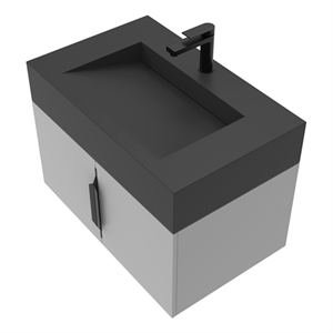 Nile 24&quot Gray Wood Floating Vanity with Black Top and Black Trim