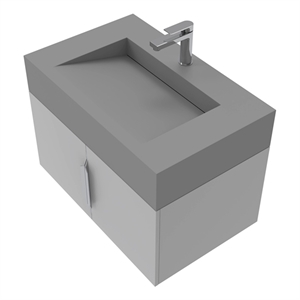 Nile 30&quot Gray Wood Floating Vanity with Gray Top and Brushed Nickel Trim