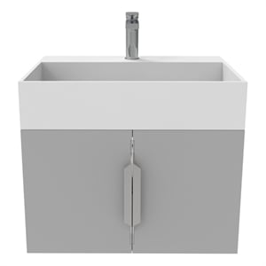 Amazon 24&quot Gray Wood Floating Vanity with White Top and Chrome Trim