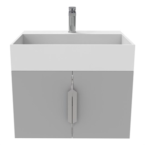 Amazon 36&quot Gray Wood Floating Vanity with White Top and Brushed Nickel Trim