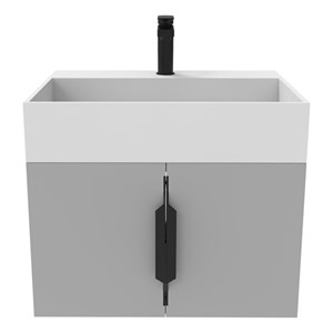 Amazon 24&quot Gray Wood Floating Vanity with White Top and Black Trim