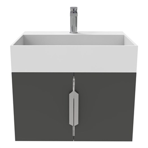 Amazon 24&quot Black Wood Floating Vanity White Top and Brushed Nickel Trim