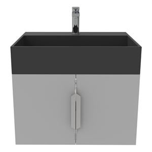 Amazon 24&quot Gray Wood Floating Vanity with Black Top and Chrome Trim